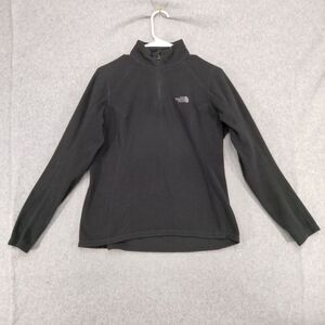 The North Face Womens Small Black Quarter Zip Logo Outdoor Fleece Pullover